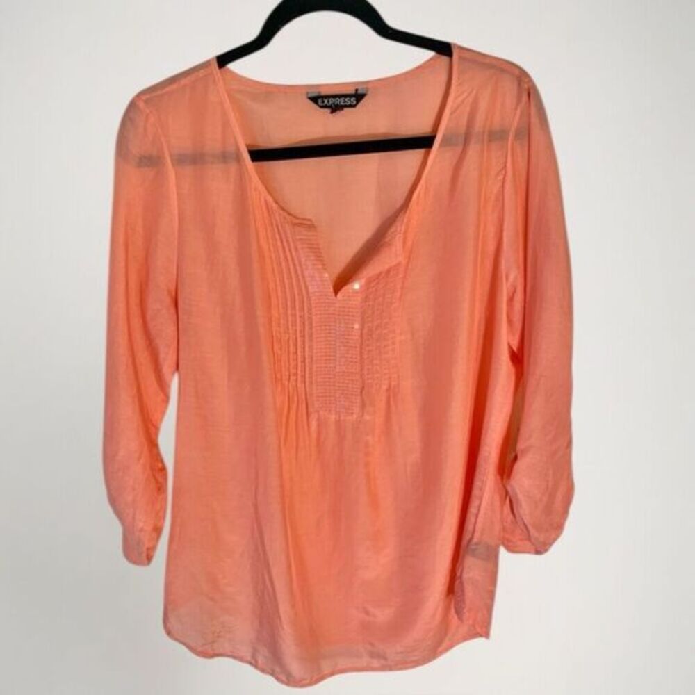 Express Women Sheer Silk Blouse Size L Festive Sequin Holiday Party‎ Elegant